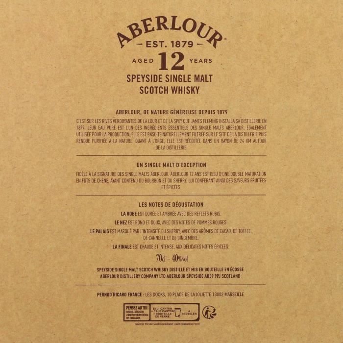 Aberlour - 12 ans - Coffret Whisky + 2 verres - 40,0% Vol. - 70cl