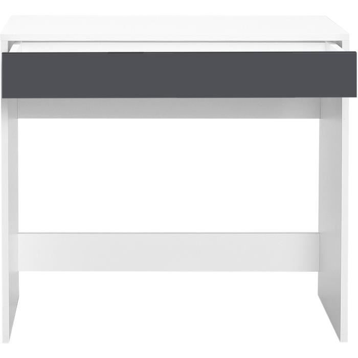 Bureau droit COMPO 1 tiroir - Blanc et gris - L 80 x P 45 x H 74,6 cm