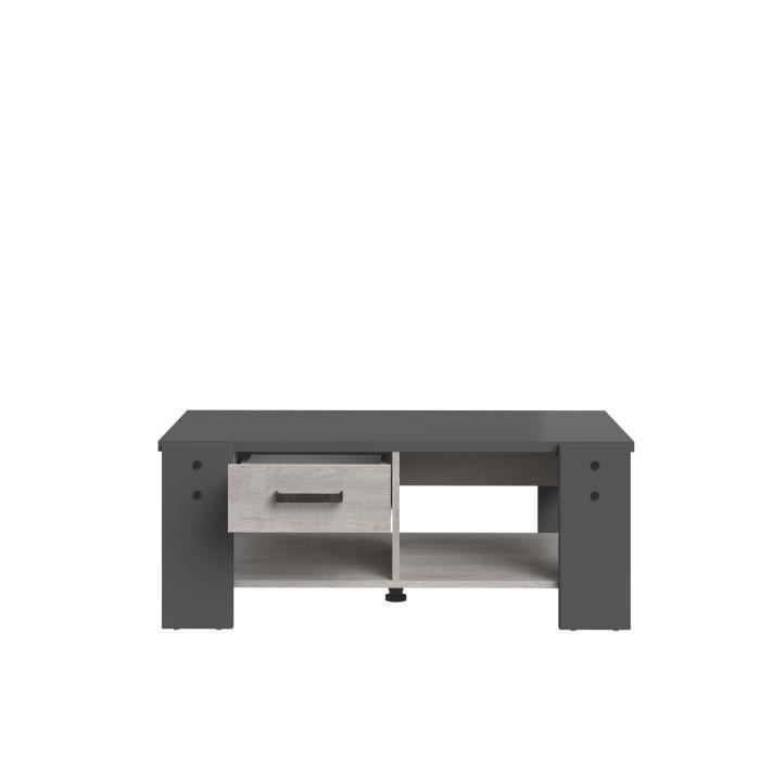 PARISOT Table basse 1 tiroir - Décor gris - L 101 x P 40 x H 54cm - LOFT