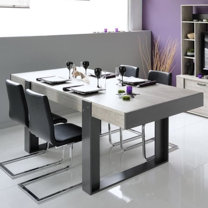 Table a manger de 8 a 10 personnes - Industriel - Décor chene et gris - LOFT  - L 224 x l 90 cm