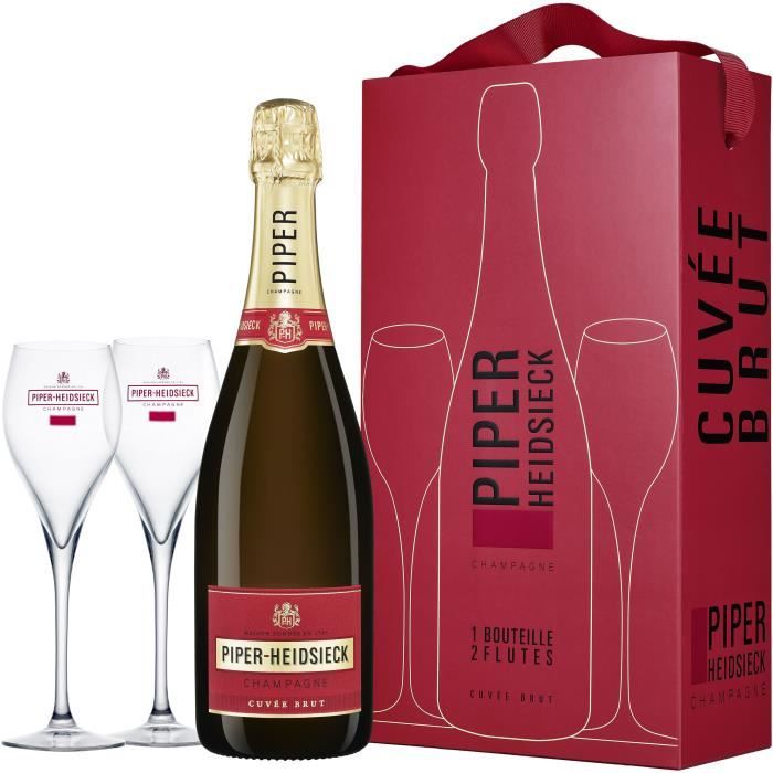 Champagne Piper Heidsieck Cuvée Brut Coffret 2 flûtes Brut - 75 cl