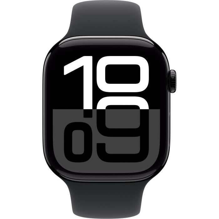 Image secondaire de Apple Watch Series 10 GPS + Cellular - 46mm - Boîtier Jet Black Aluminium - Bracelet - Black Sport Band - M/L