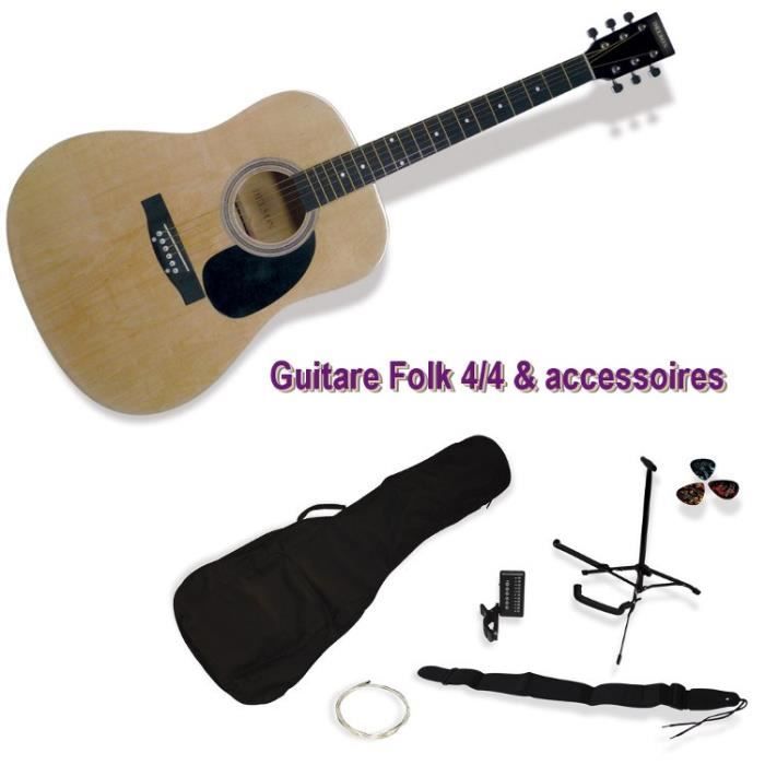 DELSON Pack Guitare Folk Montana naturelle + accessoire