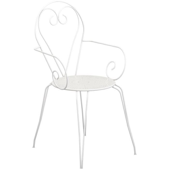 Lot de 4 Fauteuils de jardin romantique empilable en fer forg? - Blanc