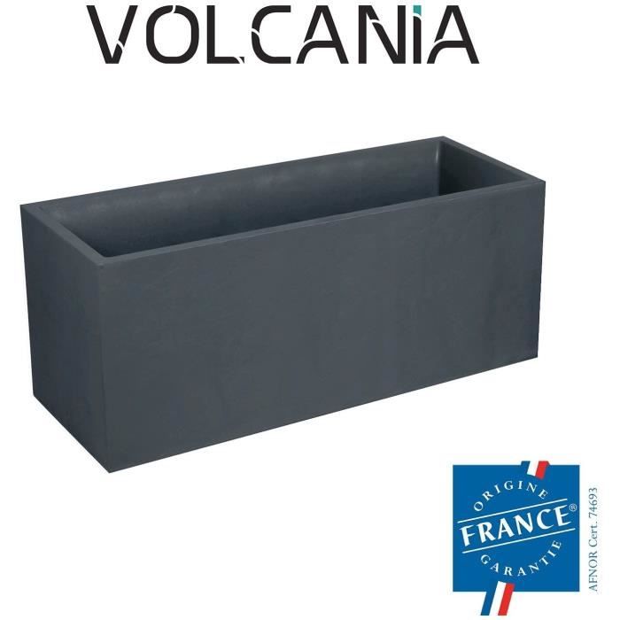 Jardiniere Volcania - EDA - 98 L - Int�rieur / Ext�rieur - D�cor Pierre - 99,5 x 39 x H. 43 cm - Gris Anthracite