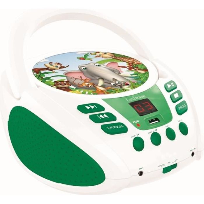 LEXIBOOK Lecteur CD portable enfant aux couleurs des animaux - port USD et fonction Aux-In