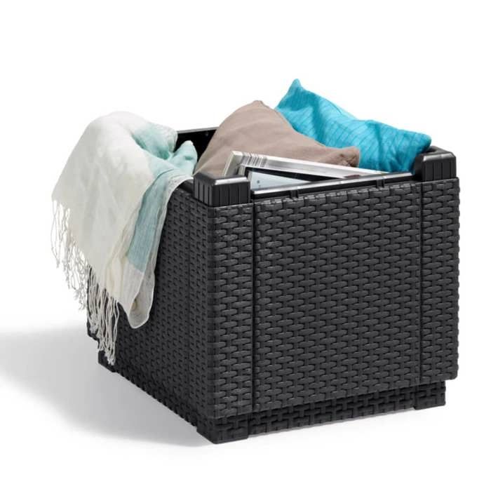 Image secondaire de Table-pouf de jardin Keter - ALLIBERT by KETER - Cube avec coussin - Gris graphite - 47,1 L