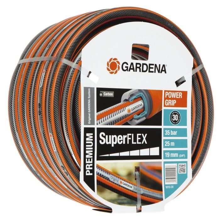 GARDENA Tuyau d'arrosage Premium SuperFLEX – Longueur 25m – Ø19mm – Anti noeud et indéformable – Garantie 30 ans (18113-20)