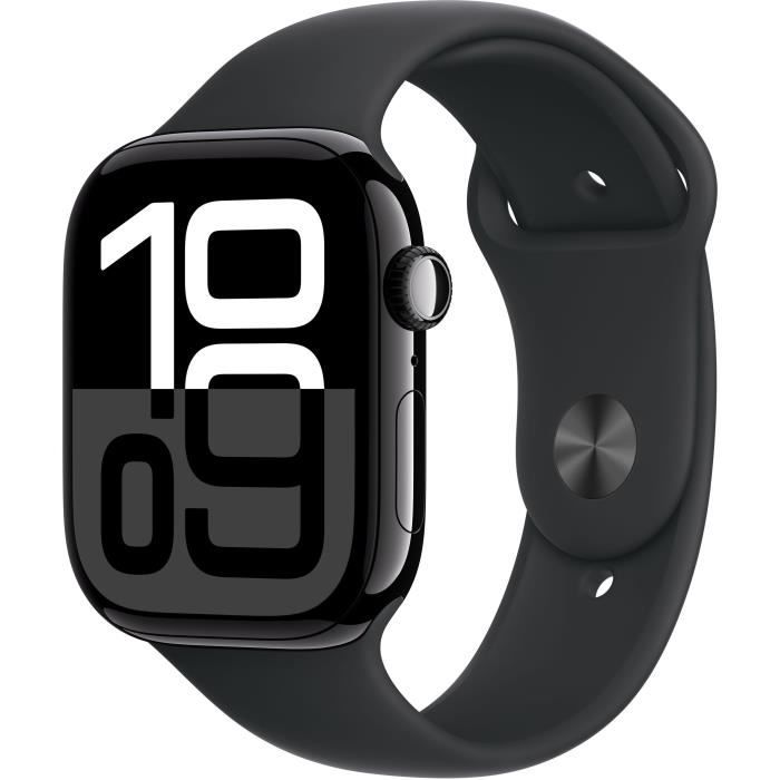 Apple Watch Series 10 GPS + Cellular - 46 mm - Caja de aluminio en negro azabache - Correa deportiva negra - S/M