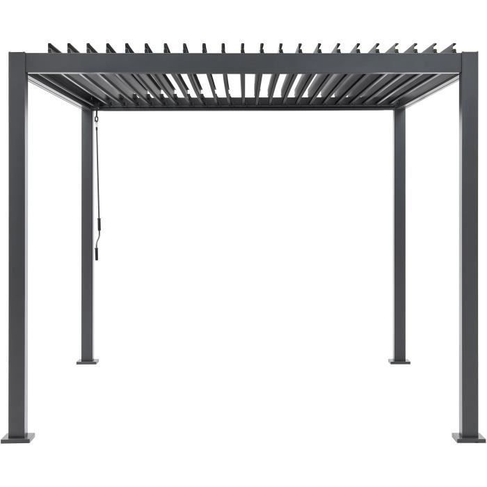 Pergola Bioclimatique GAYA en Aluminium et Acier - 3x3m - Gris