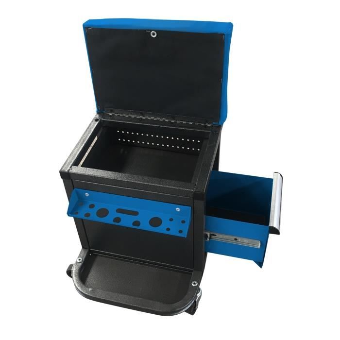 DEF'PRO Tabouret / servante d'atelier mobile avec rangements pour outils 50x45x36 cm bleu et noir
