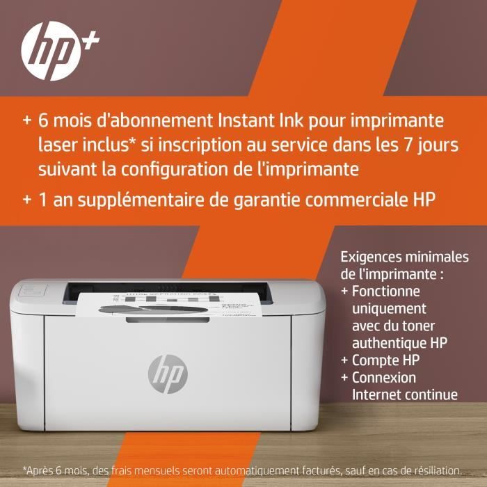 HP LaserJet M110we Imprimante monofonction Laser noir et blanc - 6 mois d'Instant ink inclus avec HP+