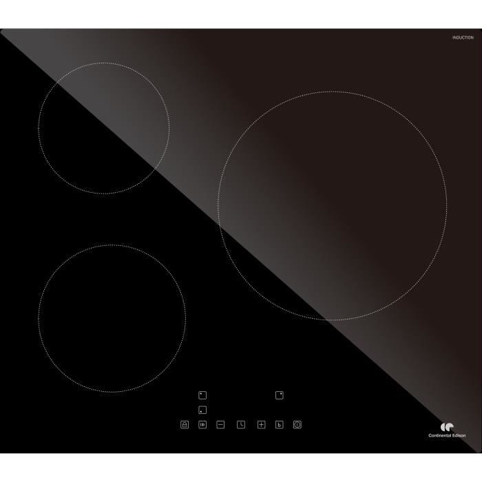 Piano cottura a induzione CONTINENTAL EDISON CETI3B28 3 zone, 6600W - 3 booster - 3 timer - nero