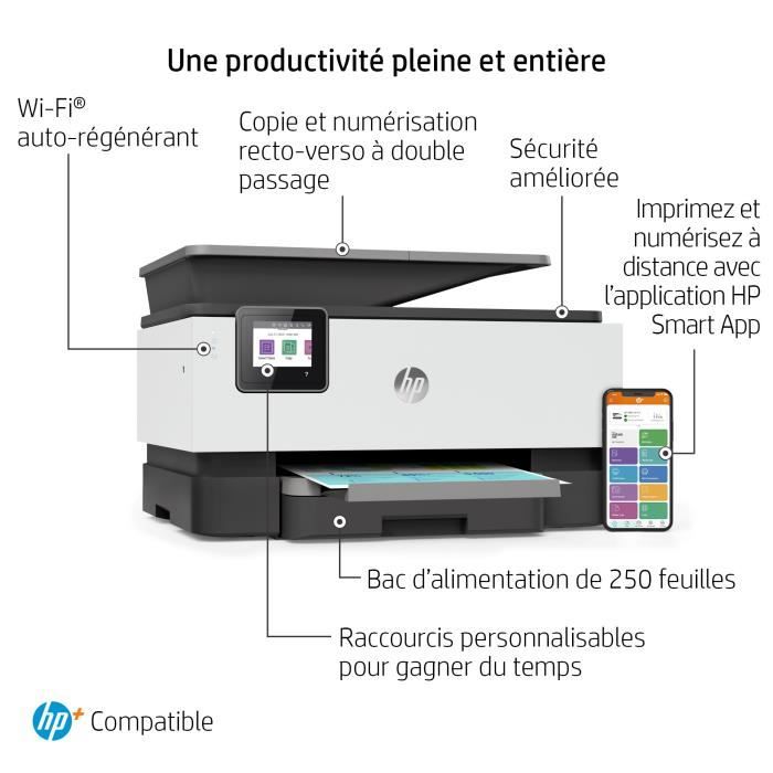 HP OfficeJet Pro 9012e Imprimante tout-en-un Jet d'encre couleur Copie - 6 mois d'Instant ink inclus avec HP+