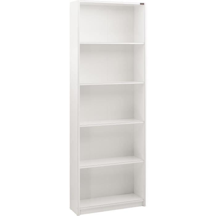 Bibliotheque avec étageres - 4 tablettes - blanc - L 58xP 23xH 170 cm