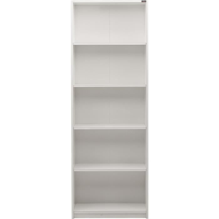 Bibliotheque avec étageres - 4 tablettes - blanc - L 58xP 23xH 170 cm