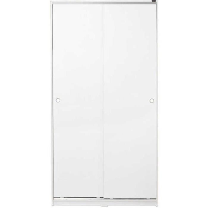 Armoire 2 portes coulissantes - penderie et étageres - décor blanc - L 94 x P 52 x H 182 cm - TWO