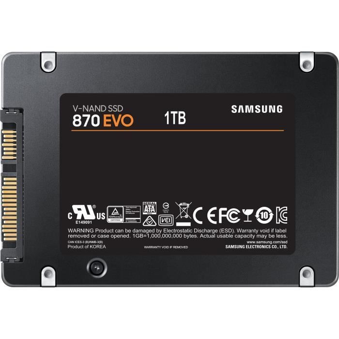 SAMSUNG 870 EVO - Disque SSD Interne - 1To - 2,5 (MZ-77E1T0B/EU)