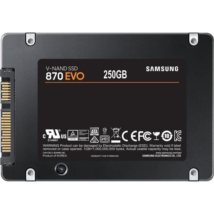 SAMSUNG - Disque SSD Interne - 870 EVO - 250Go - 2,5 (MZ-77E250B/EU)