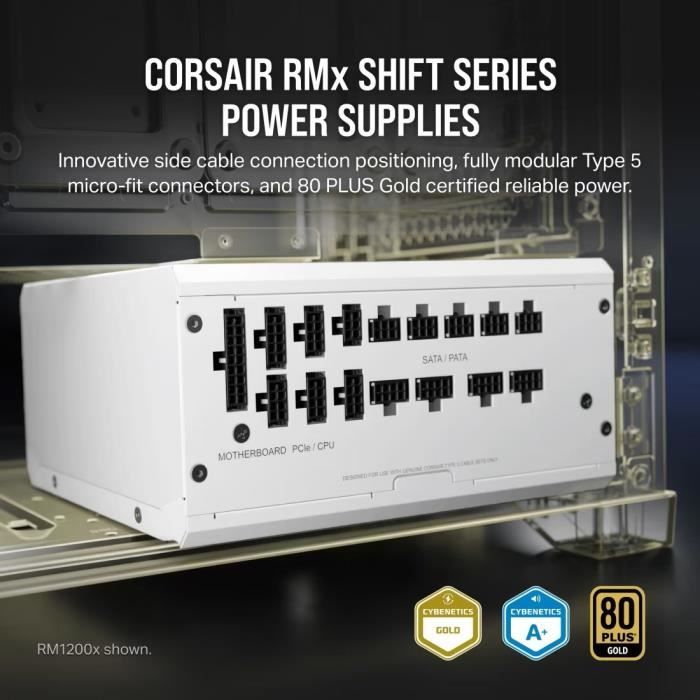 Image secondaire de Alimentation PC - CORSAIR - CP-9020273-EU - RMx Shift Series RM750x - 80 PLUS Gold WHITE