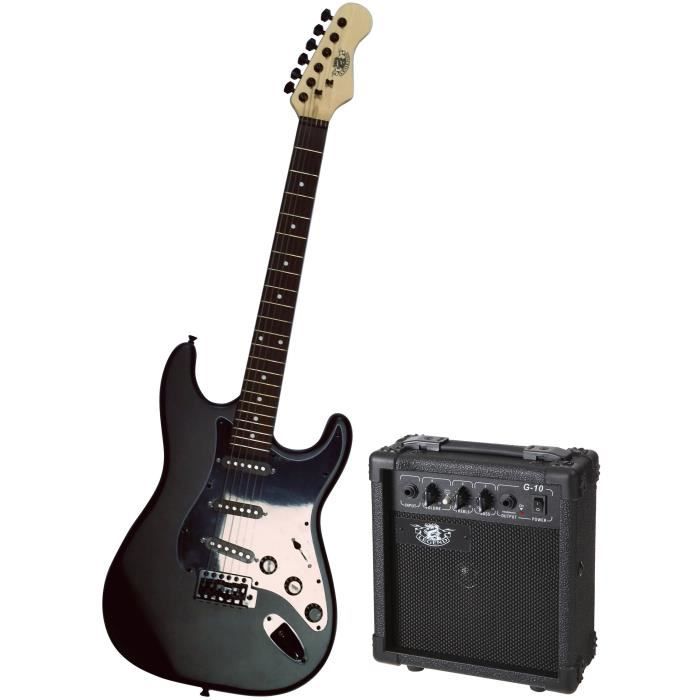 LEGEND Pack Guitare Type Stratocaster Black Mat