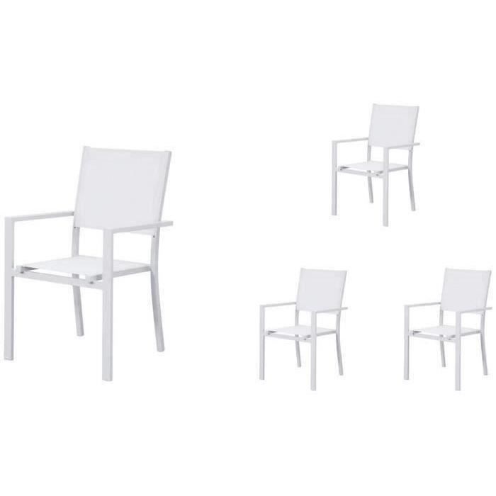 Lot de 4 fauteuils a manger de jardin - Aluminium - 56x59x89cm