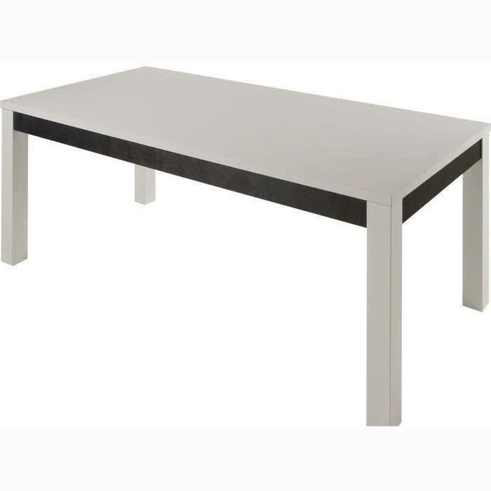 Table rectangle L 190 cm - Structure en panneau de particule ?paisseur de 18mm - Blanc et gris - Cooper