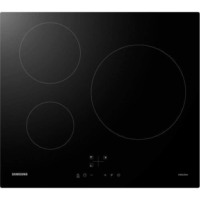 Plaque de cuisson induction - SAMSUNG - 3 zones - L59 x P57 cm - NZ63M3NM1BB/UR - 7200 W - Revetement verre - Noir