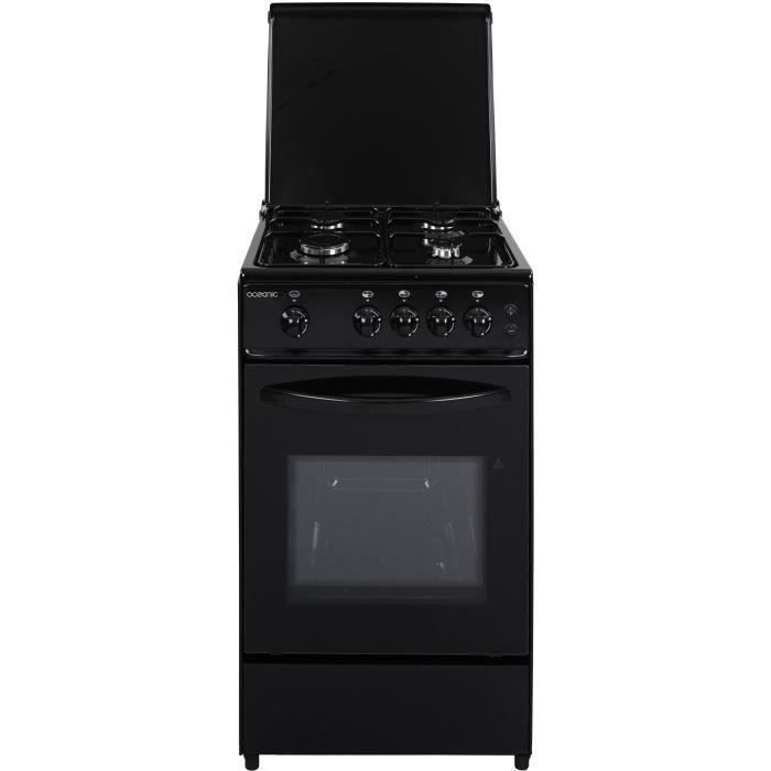 OCEANIC 105BV2 - Cuisiniere gaz compacte - Noir - Eclairage - Grill électrique - L49 x H 85 x P 46 cm