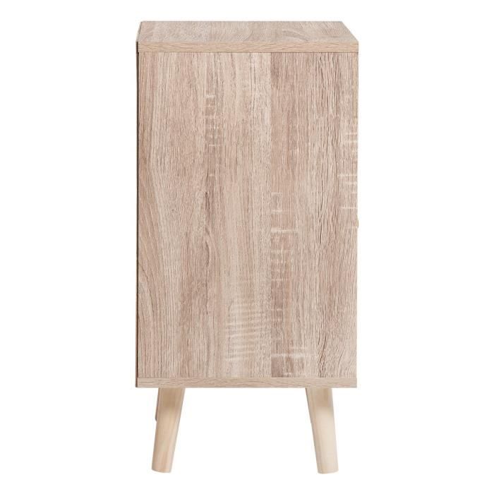 Meuble de rangement 3 tiroirs - En panneaux de particules avec piétement en Bois hévéa massif - OSLO