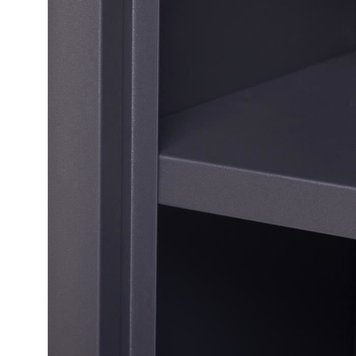 Armoire vestiaire enfant 1 porte avec 2 étageres - En métal - Noir - L38 x P35 x H127 cm - MODULO