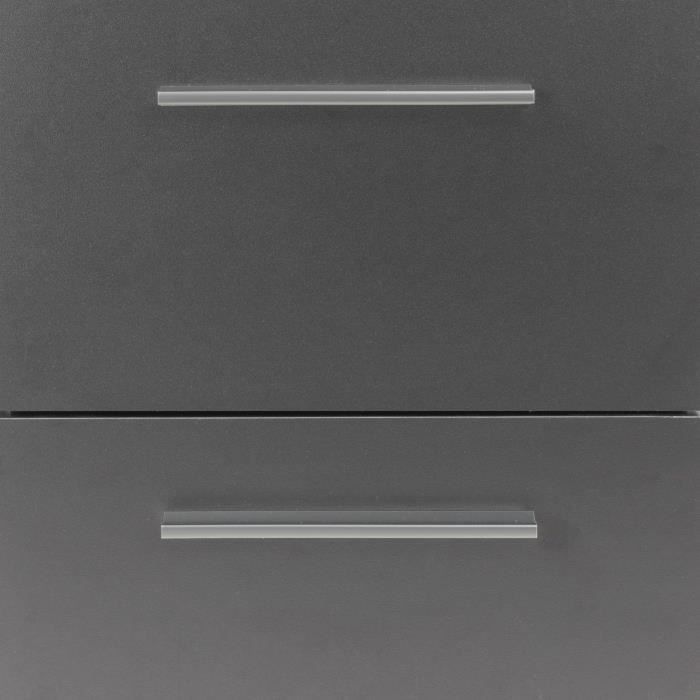Buffet bas PILVI - 4 portes et 3 tiroirs - Blanc et gris mat - Contemporain - L 179,2 x P 42 x H 74,5 cm