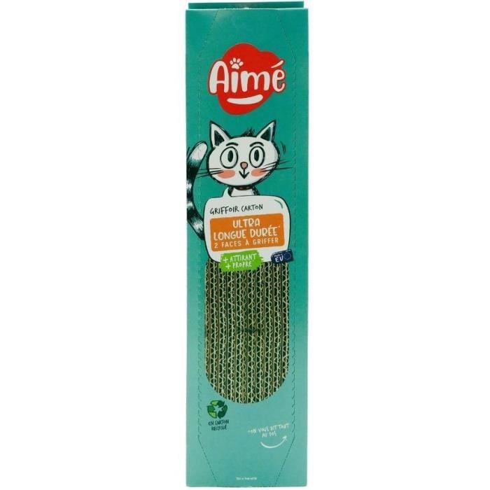 Tiragraffi in cartone - AIMÉ - Per gatti, tiragraffi bifacciale, super resistente e duraturo, profumo di erba gatta