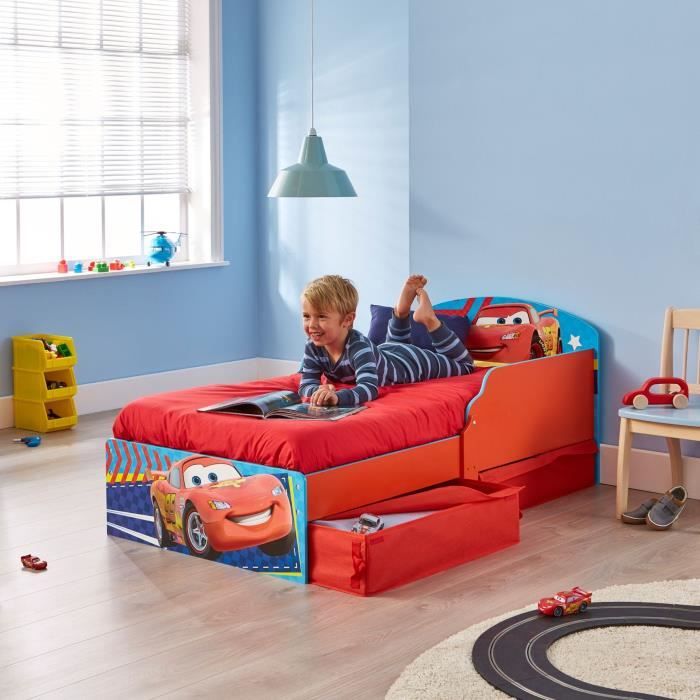 Disney Cars - Lit pour enfants avec tiroirs de rangement sous le lit pour matelas 140cm x 70cm