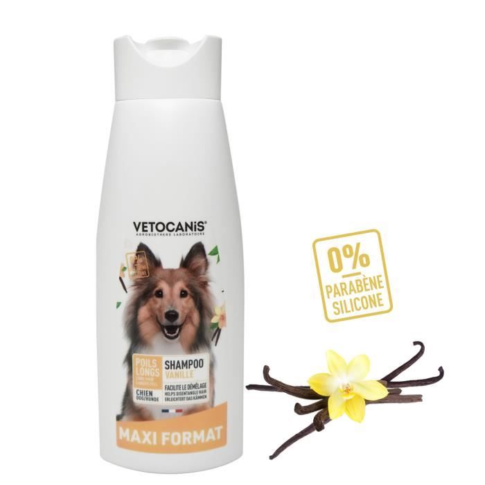 VETOCANIS Shampoing pour chien a poils longs - Parfumé Vanille - 750ml