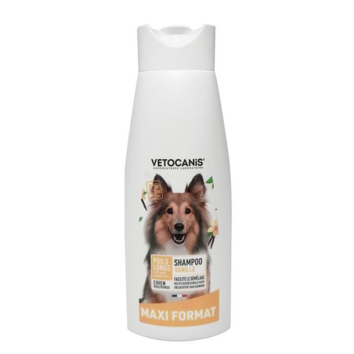 VETOCANIS Shampoing pour chien a poils longs - Parfumé Vanille - 750ml