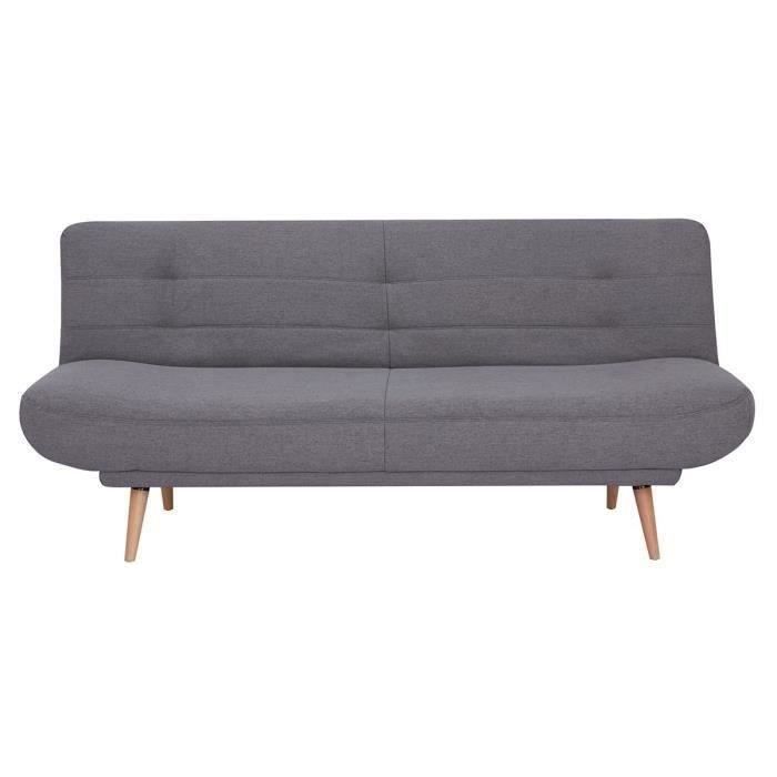Clic-clac - Tissu gris avec pietement en bois - L 188 x P 86 x 88 cm - CLOUDY