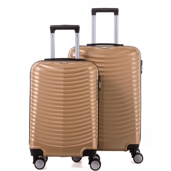 TRAVEL WORLD Ensemble de 2 Valises 55/65 Cm Champagne