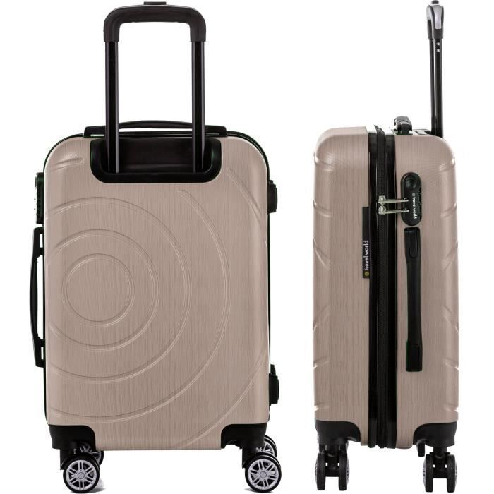 TRAVEL WORLD Ensemble de 3 Valises 55/65/75 Cm Champagne