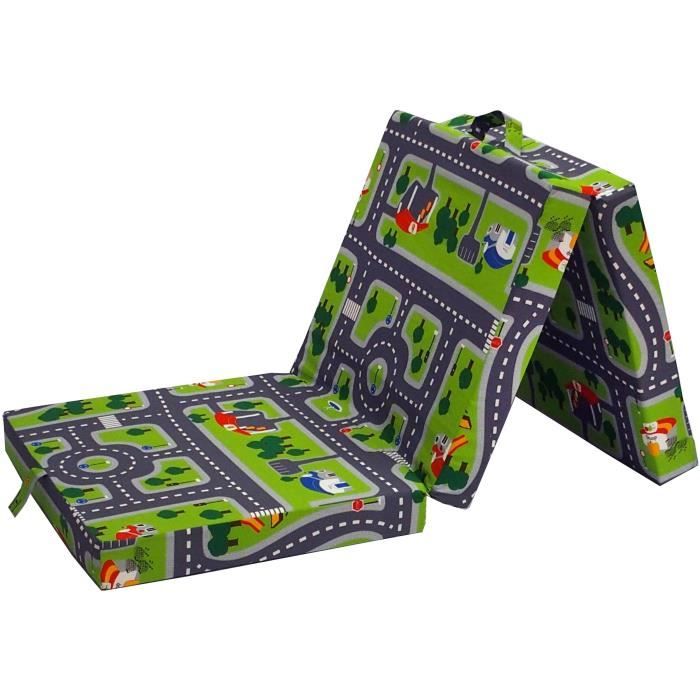 Folding armchair - SAMBA - Green - Multi-position - Racetrack pattern - 190 x 70 x 9 cm