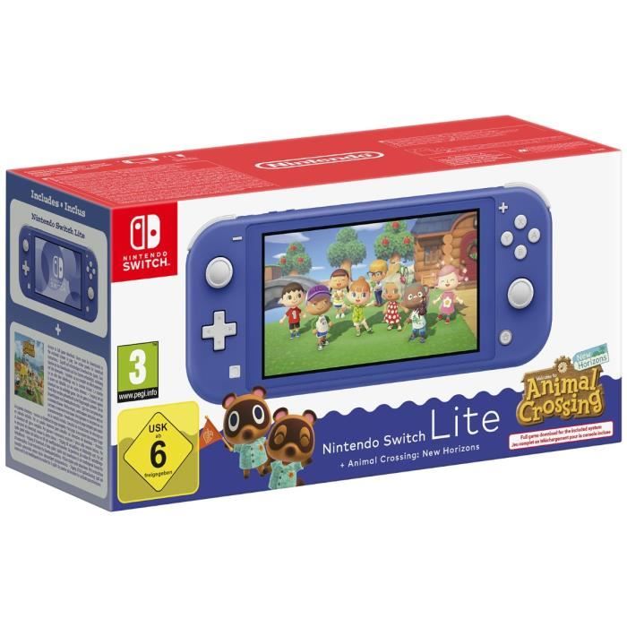 Console portable Nintendo Switch Lite Bleu + Animal Crossing: New Horizons (Téléchargement)