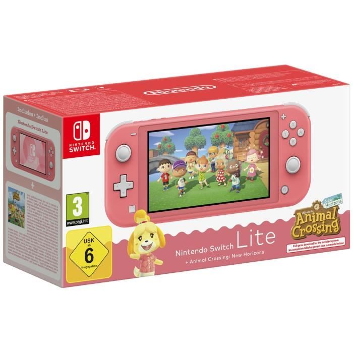 Console portable Nintendo Switch Lite Corail + Animal Crossing: New Horizons (Téléchargement)