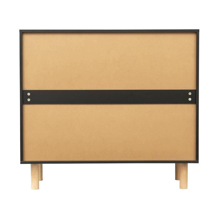 Commode avec 3 tiroirs - Pieds bois de pin noir - LILA