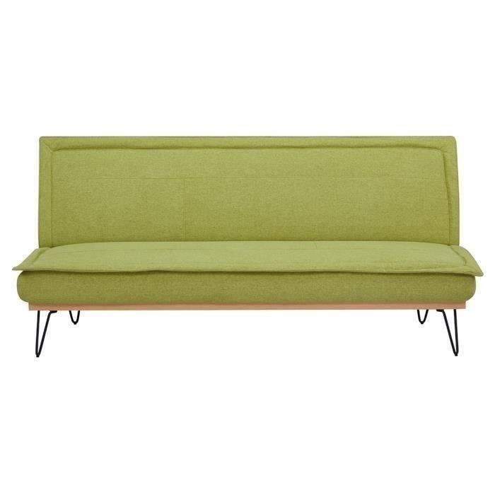 Clic-clac 2 places RICO - Tissu Vert - L 185 x P 85 x 84 cm