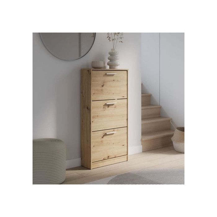 Image secondaire de Armoire à chaussures MAC en décor chêne - 6 paires avec 3 abattants