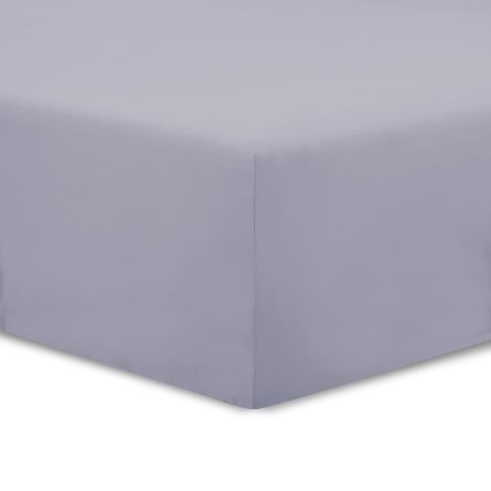 Vision - Drap housse Gris - 140x190cm - 100% coton
