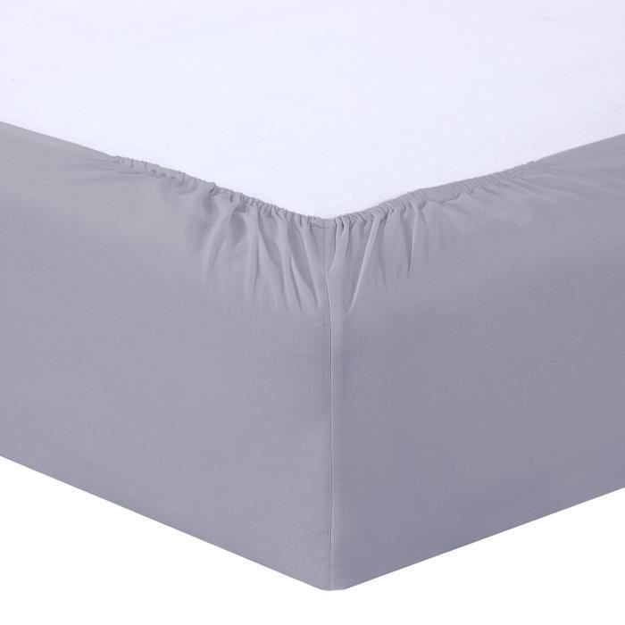 Vision - Drap housse Gris - 140x190cm - 100% coton