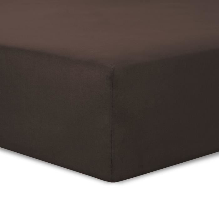 Vision - Drap housse Chocolat - 160x200cm - 100% coton