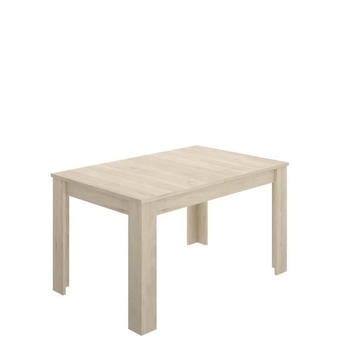 Ensemble salon KLoe : Buffet + table extensible - Décor chene clair et blanc mat
