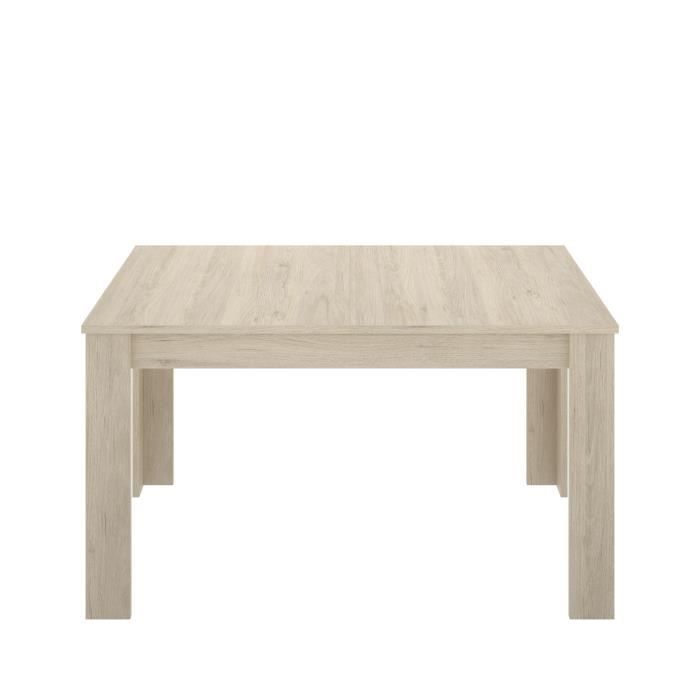 Ensemble salon KLoe : Buffet + table extensible - Décor chene clair et blanc mat